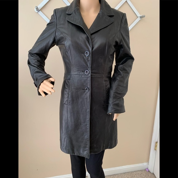 bebe Jackets & Blazers - Bebe 100% Genuine Leather Trench Coat Black Size S
